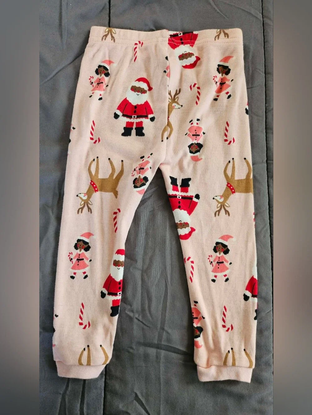 Carter's Pink Holiday Pajama Pants with Santa, Reindeer & Candy Canes